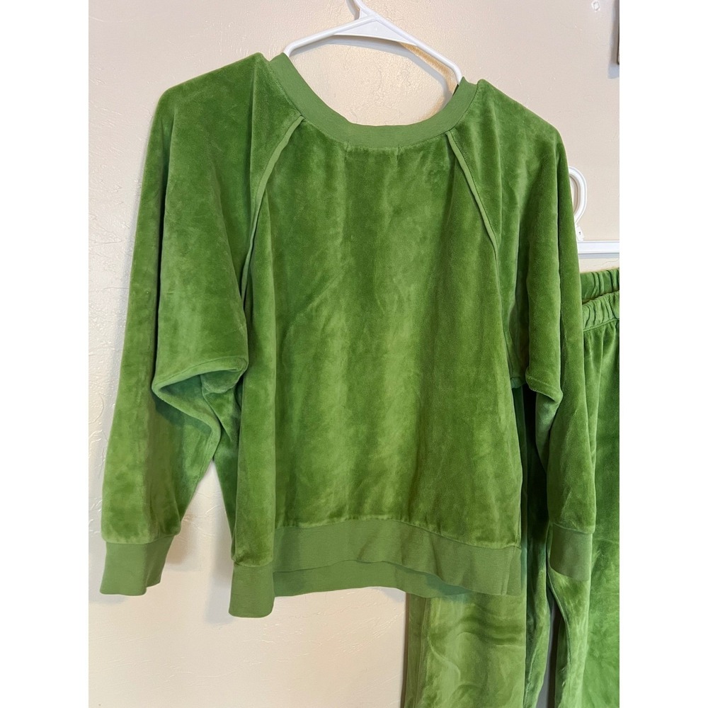 Suze Kondi Velour Tracksuit Set Lime Green Raglan Sweatshirt Harem Joggers XS - Picture 7 of 13